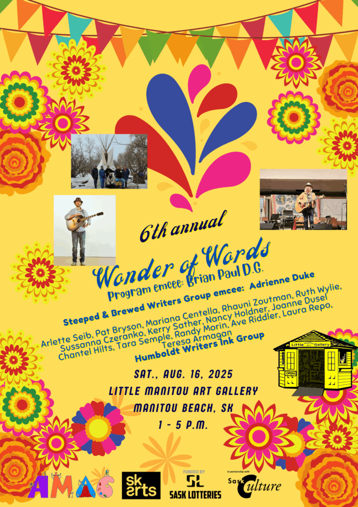 A colour poster shows a line-up of authors who will read at the Wonder of Words literary festival.